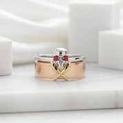 Garnet Couples Ring in 14k Rose Gold-Evani Jewelry
