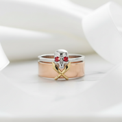 Ruby Birthstone Couples Ring in 14k Rose Gold-Evani Jewelry