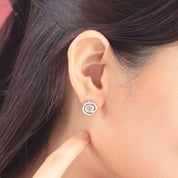 One Piece Symbol Dancing Diamond Stud Earring-Evani Naomi Jewelry