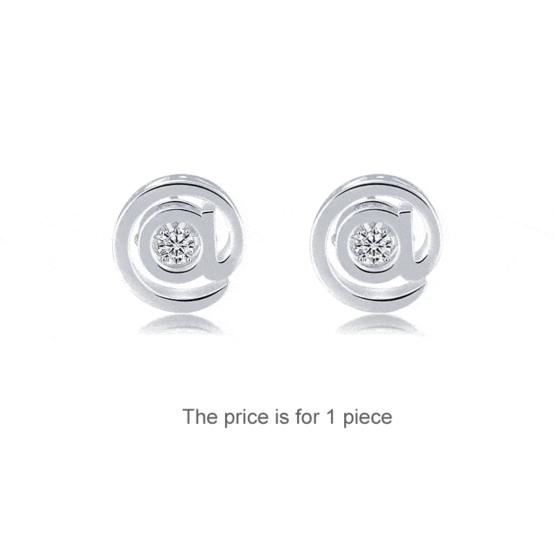One Piece Symbol Dancing Diamond Stud Earring-Evani Naomi Jewelry