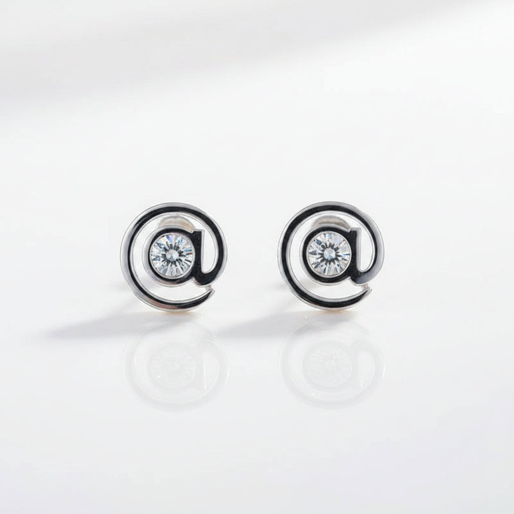 One Piece Symbol Dancing Diamond Stud Earring-Evani Jewelry