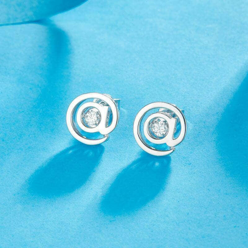 One Piece Symbol Dancing Diamond Stud Earring-Evani Jewelry
