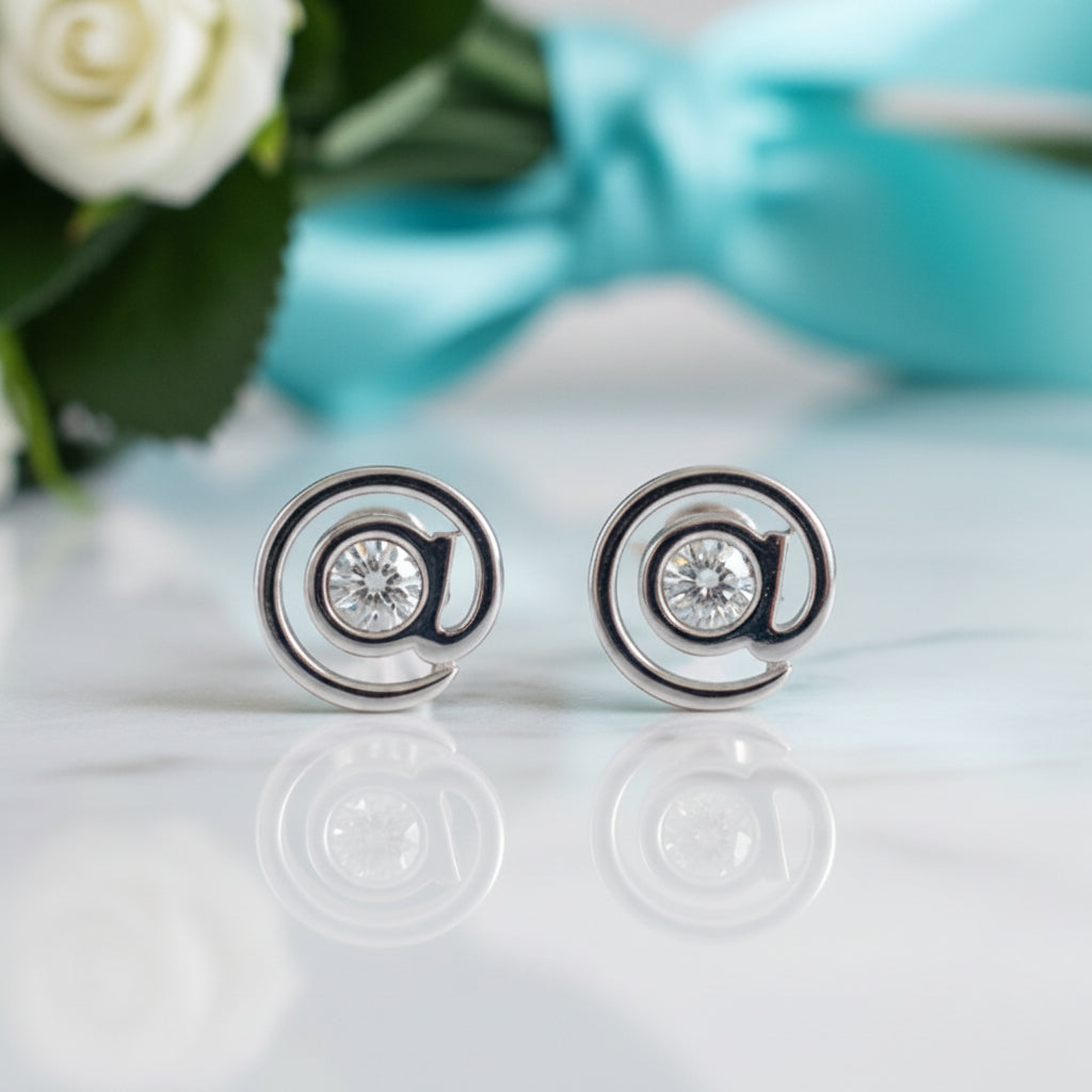 One Piece Symbol Dancing Diamond Stud Earring-Evani Jewelry