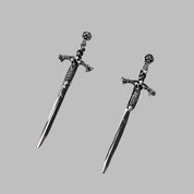 Ornamented Sword Diamond Drop Earrings-Evani Naomi Jewelry