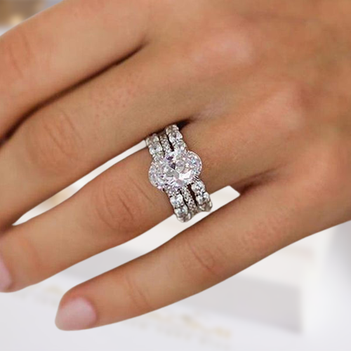 Oval Cut 3.5 Ct Diamond White Gold Bridal Set-Evani Jewelry