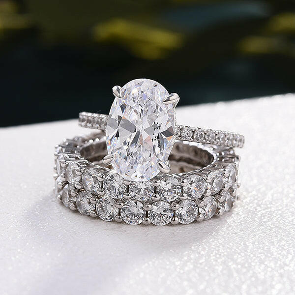 Oval Cut 3.5 Ct Diamond White Gold Bridal Set-Evani Naomi Jewelry