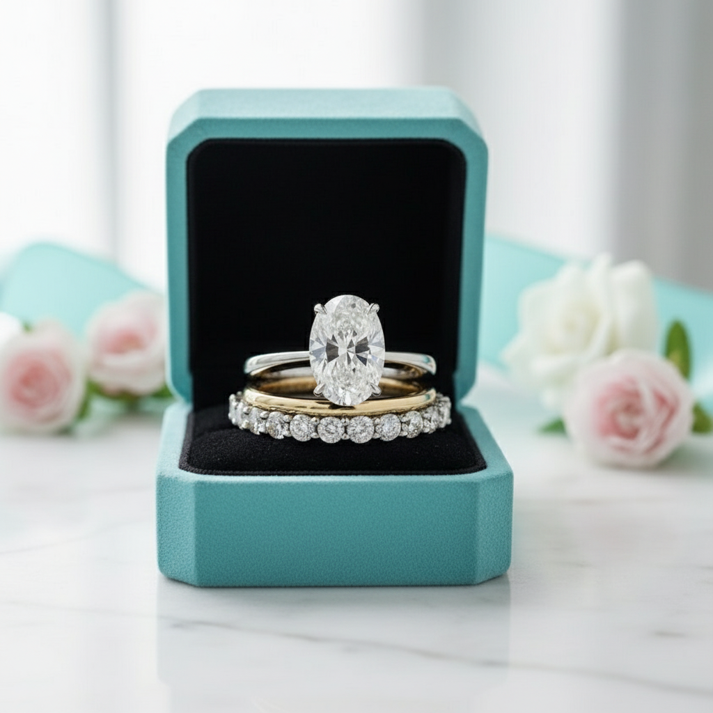 3.5ct Oval Cut Diamond 3-Pieces Bridal Set-Evani Jewelry