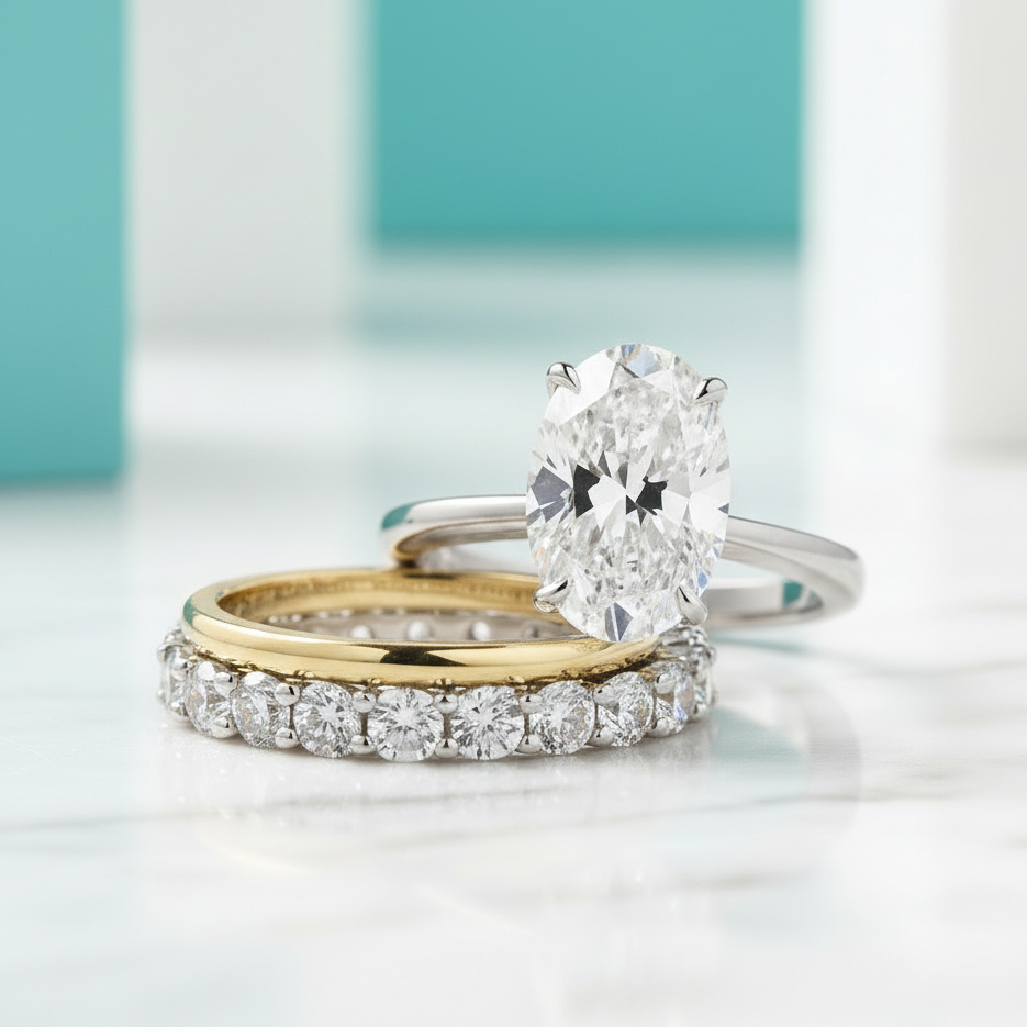 3.5ct Oval Cut Diamond 3-Pieces Bridal Set-Evani Jewelry