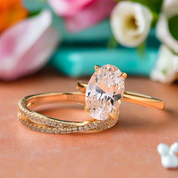 Oval Cut 3.5 ct Diamond Yellow Gold Bridal Set-Evani Naomi Jewelry
