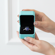 Oval Cut 3.5ct Blue Sapphire White Gold Engagement Ring-Evani Jewelry