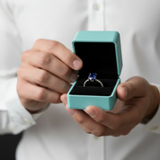 Oval Cut 3.5ct Blue Sapphire White Gold Engagement Ring-Evani Jewelry