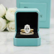 Oval Cut 3.5ct Diamond 3 Pieces Yellow Gold Bridal Set-Evani Jewelry