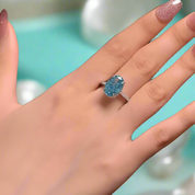Oval Cut 3.5ct Light Aquamarine Blue Diamond Engagement Ring-Evani Naomi Jewelry