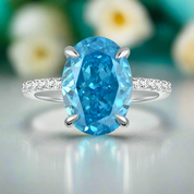 Oval Cut 3.5ct Light Aquamarine Blue Diamond Engagement Ring-Evani Naomi Jewelry
