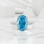Oval Cut 3.5ct Light Aquamarine Engagement Ring-Evani Jewelry