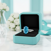 Oval Cut 3.5ct Light Aquamarine Engagement Ring-Evani Jewelry