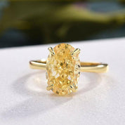 Oval Cut 3.5ct Yellow Diamond Yellow Gold Engagement Ring-Evani Naomi Jewelry