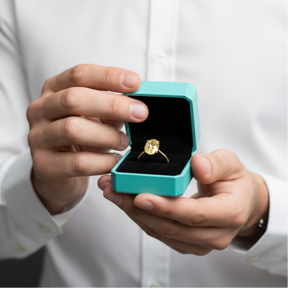 Oval Cut 3.5ct Yellow Gold Engagement Ring - Evani Naomi Jewelry