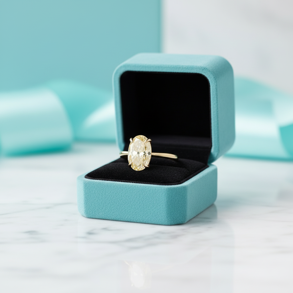 Oval Cut 3.5ct Yellow Gold Engagement Ring - Evani Naomi Jewelry
