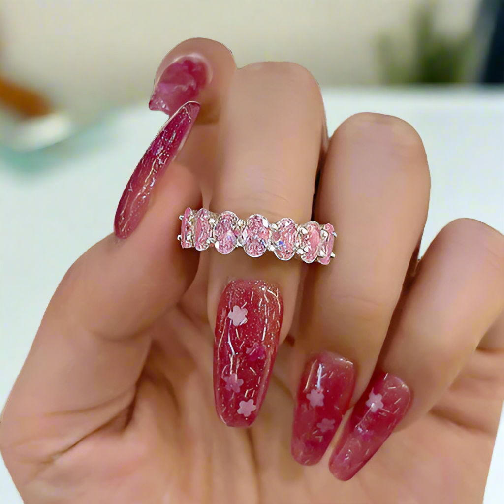Oval Cut 8.5ct Light Pink Sapphire Diamond Band-Evani Naomi Jewelry