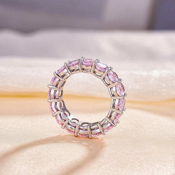 Oval Cut 8.5ct Light Pink Sapphire Diamond Band-Evani Naomi Jewelry