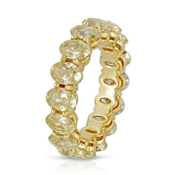 Oval Cut 8.5ct Yellow Sapphire Yellow Gold Wedding Band-Evani Naomi Jewelry