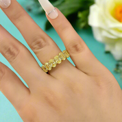 Oval Cut 8.5ct Yellow Sapphire Yellow Gold Wedding Band-Evani Naomi Jewelry