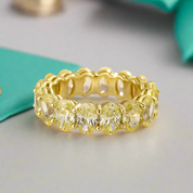 Oval Cut 8.5ct Yellow Sapphire Yellow Gold Wedding Band-Evani Naomi Jewelry