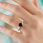 Oval Cut Black Diamond Twist Rose Gold Engagement Ring-Evani Naomi Jewelry