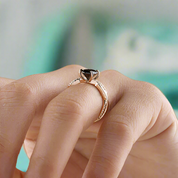 Oval Cut Black Diamond Twist Rose Gold Engagement Ring-Evani Naomi Jewelry