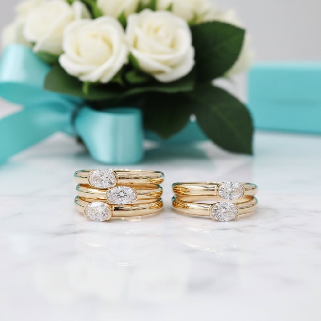 Oval Cut Diamond 14k Yellow Gold Engagement Ring-Evani Jewelry