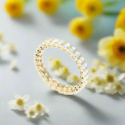 Oval Cut Diamond Stackable 18k Yellow Gold Eternity Wedding Band-Evani Naomi Jewelry