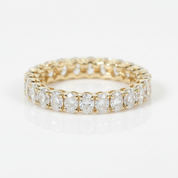 Oval Cut Diamond OptionStackable 18k Yellow Gold Eternity Wedding Band - Evani Naomi Jewelry
