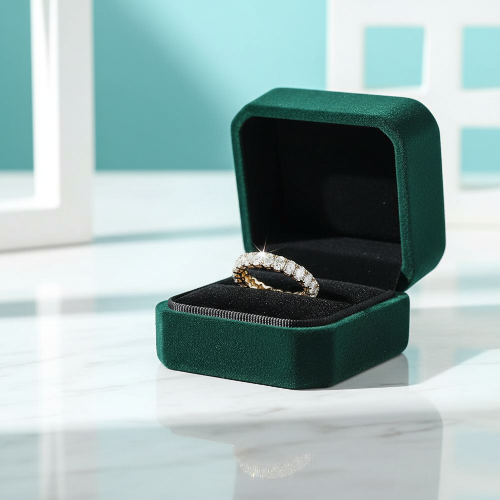Oval Cut Diamond OptionStackable 18k Yellow Gold Eternity Wedding Band - Evani Naomi Jewelry