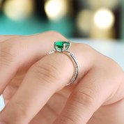 Oval Cut Emerald Green Diamond White Gold Twist Engagement Ring-Evani Naomi Jewelry