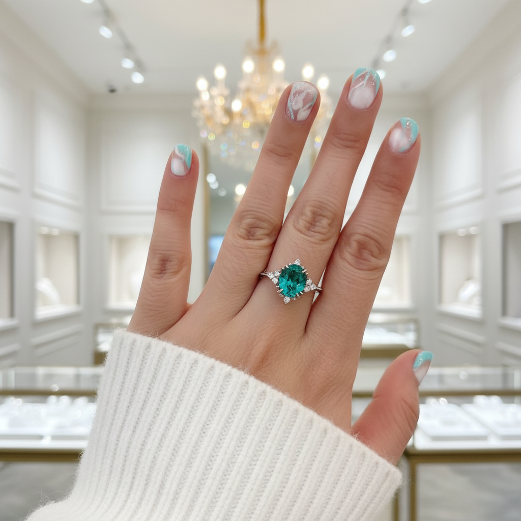Oval Cut Paraiba Tourmaline Vintage Rose Gold Engagement Ring-Evani Jewelry