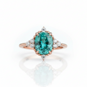 Oval Cut Paraiba Tourmaline Vintage Rose Gold Engagement Ring - Evani Naomi Jewelry
