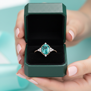 Oval Cut Paraiba Tourmaline Vintage Rose Gold Engagement Ring - Evani Naomi Jewelry