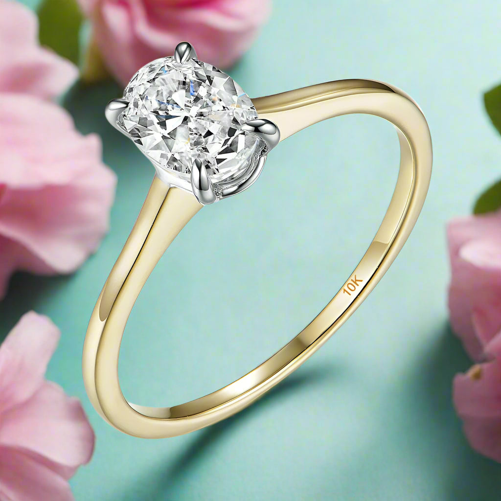 Oval Solitaire 14K Yellow Gold Engagement Ring-Evani Naomi Jewelry