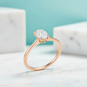 Diamond Oval Solitaire 14K Yellow Gold Engagement Ring-Evani Jewelry