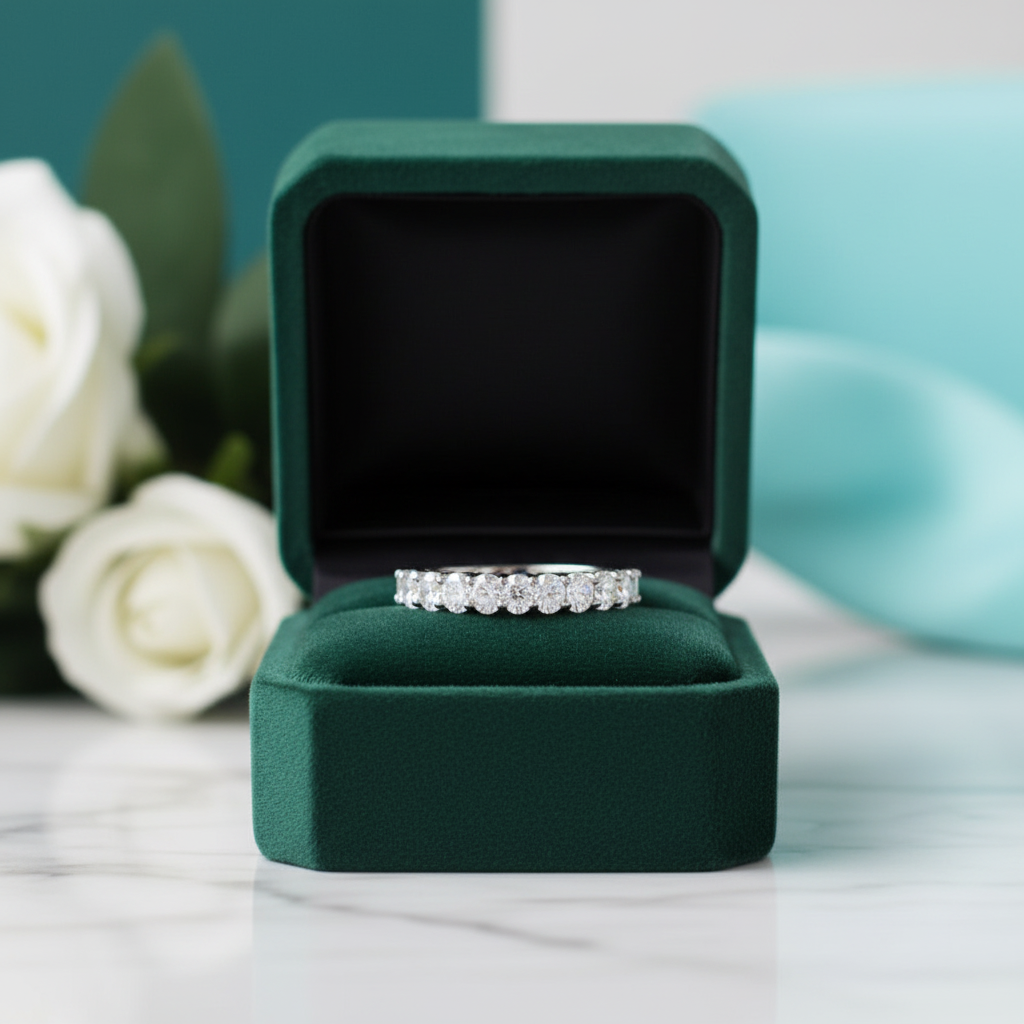 Oval-cut 1.0 ct Diamond OptionHalf Eternity Wedding Band - Evani Naomi Jewelry