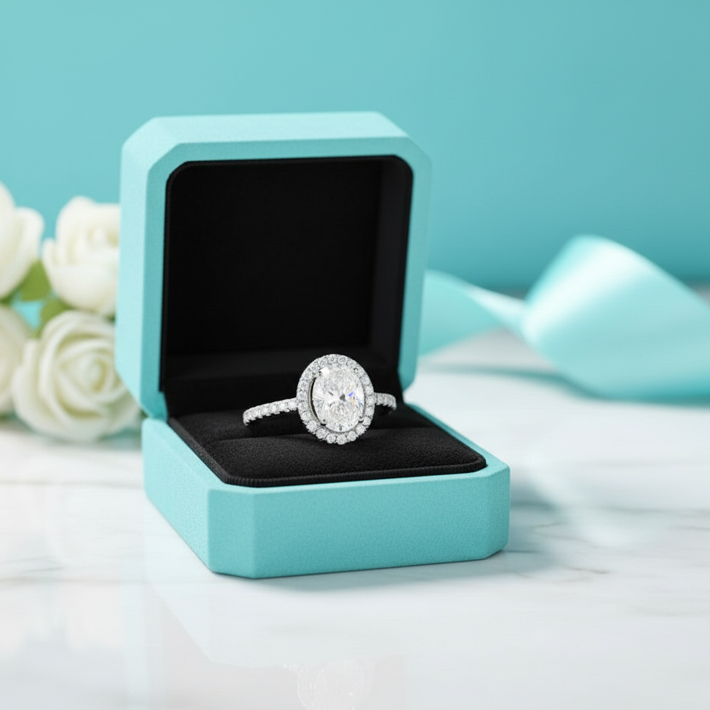 1.50 ct Oval-cut Diamond Halo Engagement Ring-Evani Jewelry