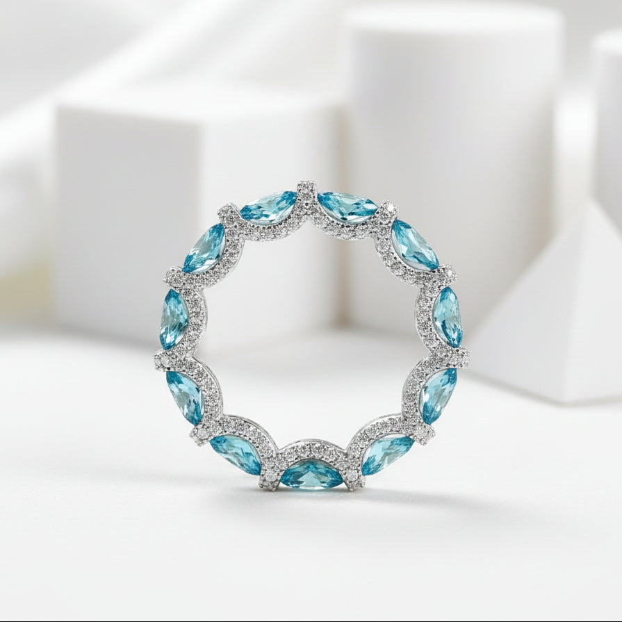 Oval-cut Aquamarine Wedding Band-Evani Jewelry