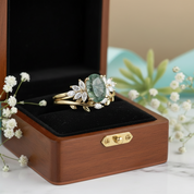 Wild and Gentle Vow- Oval Shaped Natural Moss Agate Engagement Ring