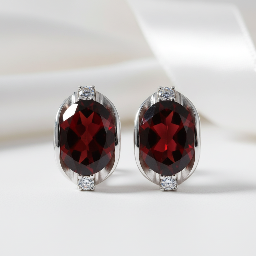 Dainty Gemstone Oval Ruby Birthstone Studs Earrings-Evani Jewelry