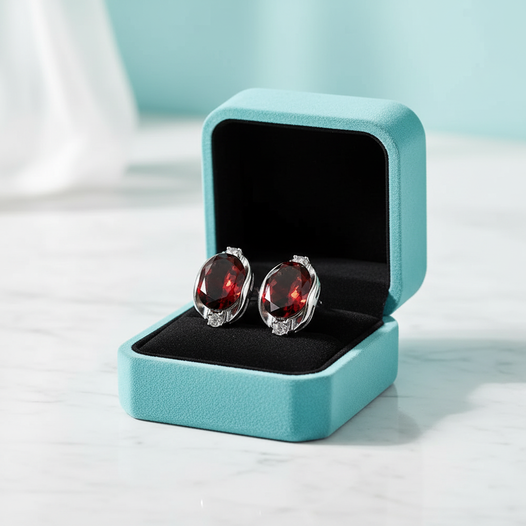 Dainty Gemstone Oval Ruby Birthstone Studs Earrings-Evani Jewelry