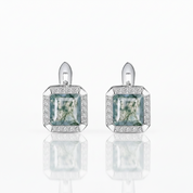 Whispers of Forever- Natural Moss Agate Gemstone Clip Earrings