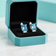 Unique Octagon Cut Sapphire Birthstone Studs Earrings