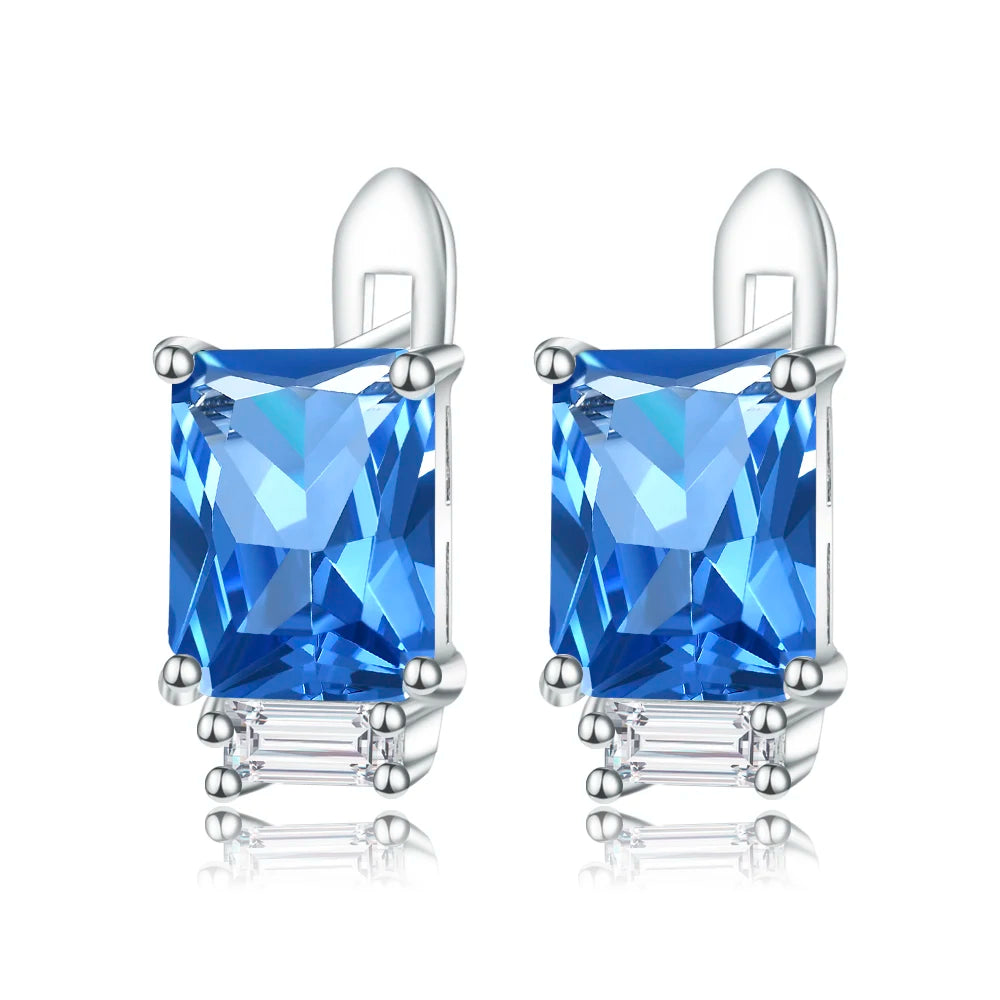 Unique Octagon Cut Sapphire Birthstone Studs Earrings-Evani Jewelry