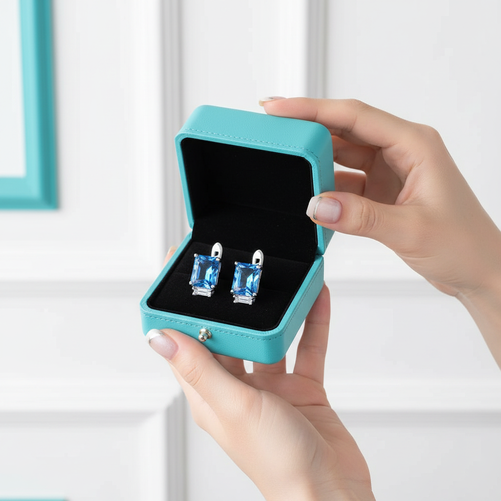 Unique Octagon Cut Sapphire Birthstone Studs Earrings